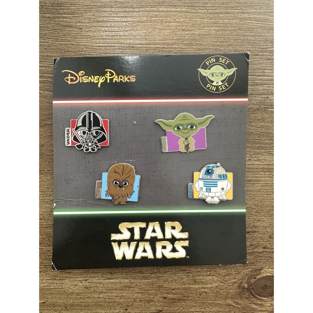 NEW Disney Parks Star Wars Pin Set Darth Vader Yoda Chewbacca R2-DT Disney World